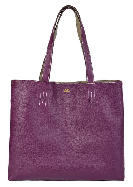 Best Hermes Reversible Leather Handbag Grey/Purple 519020